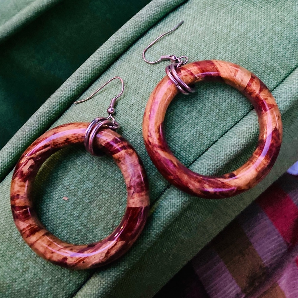 Natural Banana Bark Hoop Earring